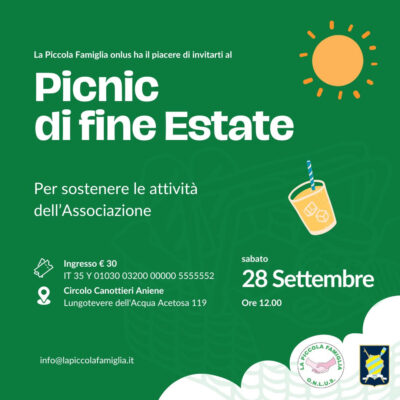 Il Picnic di fine Estate: evento benefico de La Piccola Famiglia